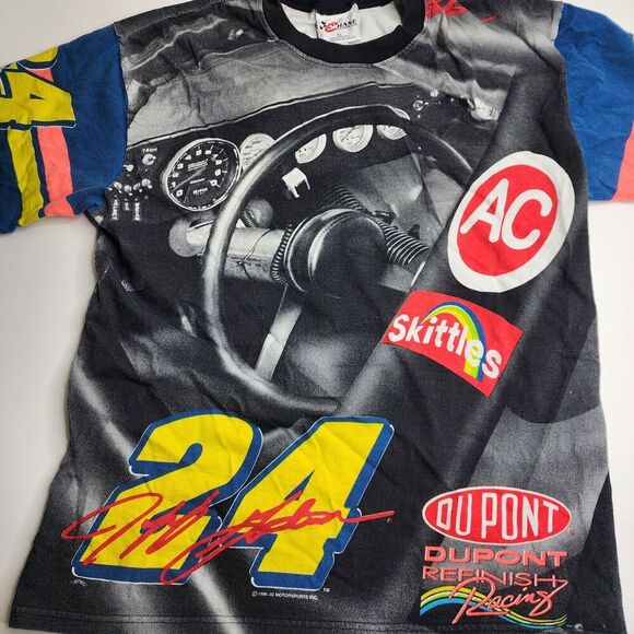 Jeff Gordon Chase Authentics‎ Follow The Leader Shirt AOP Skittles Size Large - Picture 10 of 14
